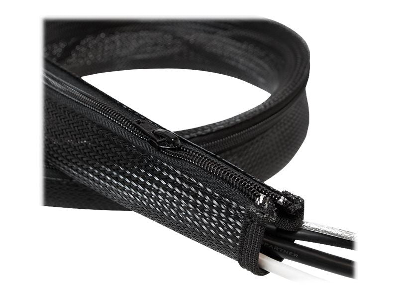 Logilink Cable sleeve with zipper, Polyester, OD: 30 mm, black, 1 m