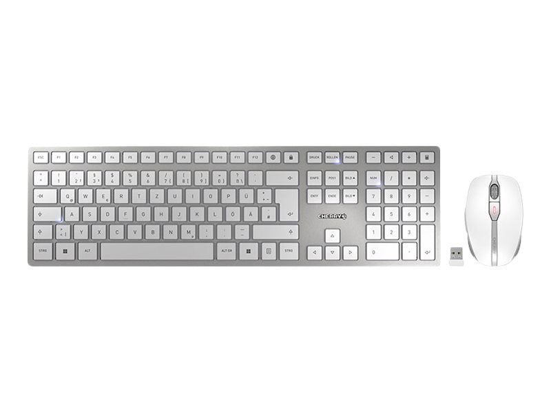 Cherry DW 9100 Slim - Tastatur-und-Maus-Set Wireless white/silver QWERTZ DE