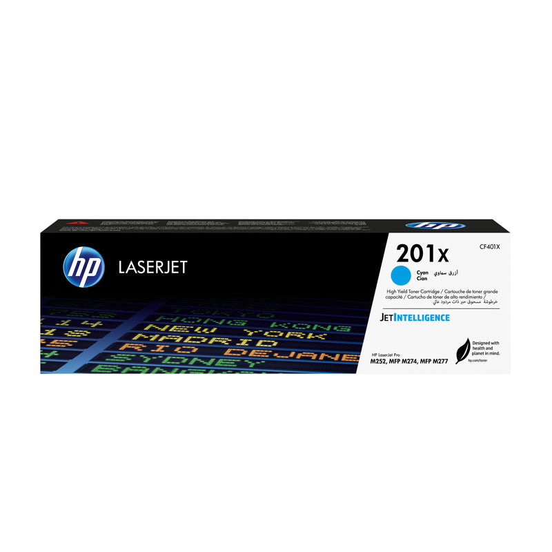 HP 201X - CF401X - 1 x Cyan - Toner cartridge - High Yield - For Color LaserJet M277dn, M277dw, Color LaserJet Pro M252dn, M252dw, M252n, M277dw, M277