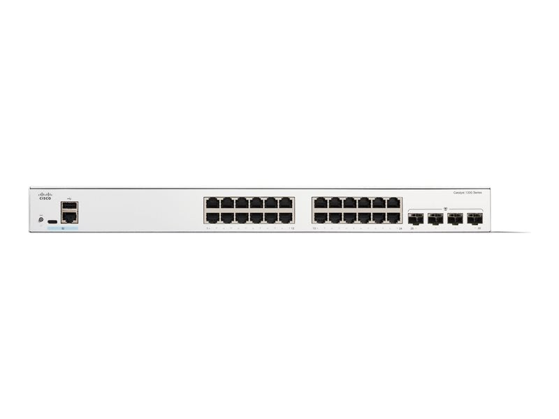Cisco Catalyst 1200-24T-4G - Switch - L3 - smart - 24 x 10/100/1000 + 4 x Gigabit SFP - rack-mountable