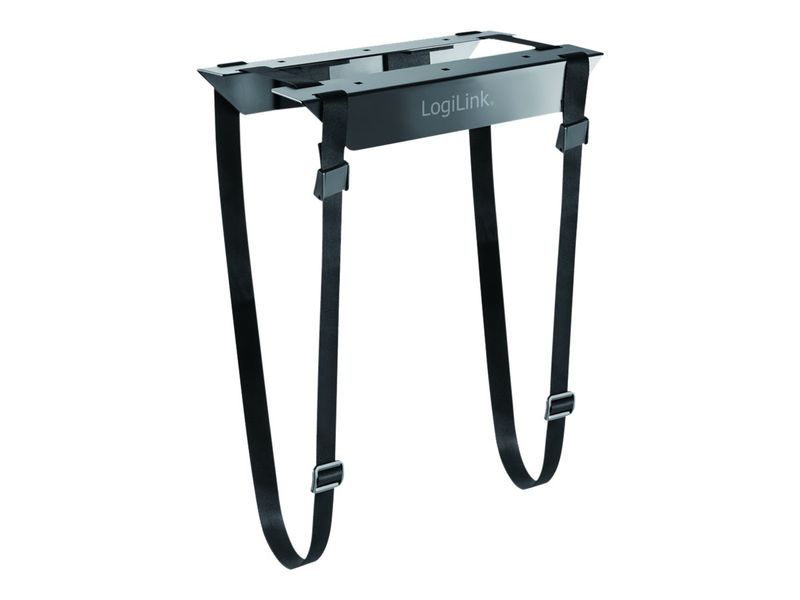 Adjustable under desk CPU mount with strap