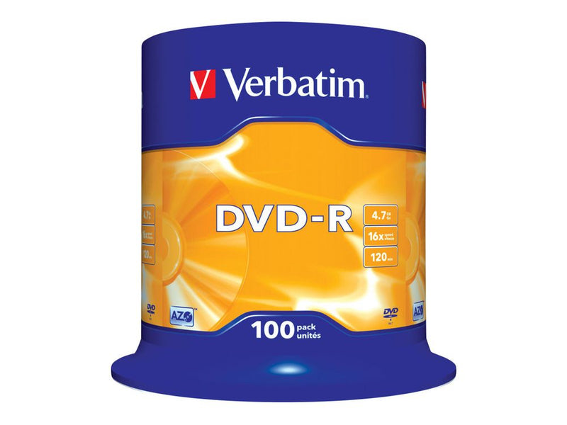 1x100 Verbatim DVD-R 4,7GB 16x Speed, matt silver
