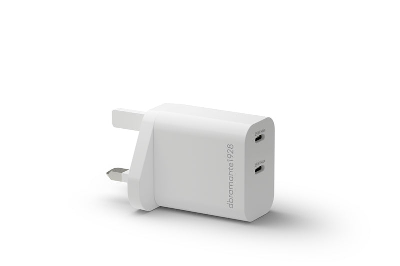 dbramante1928 re-charge - Power adapter - 25 Watt - 3 A - 2 output connectors (USB-C) - white - United Kingdom