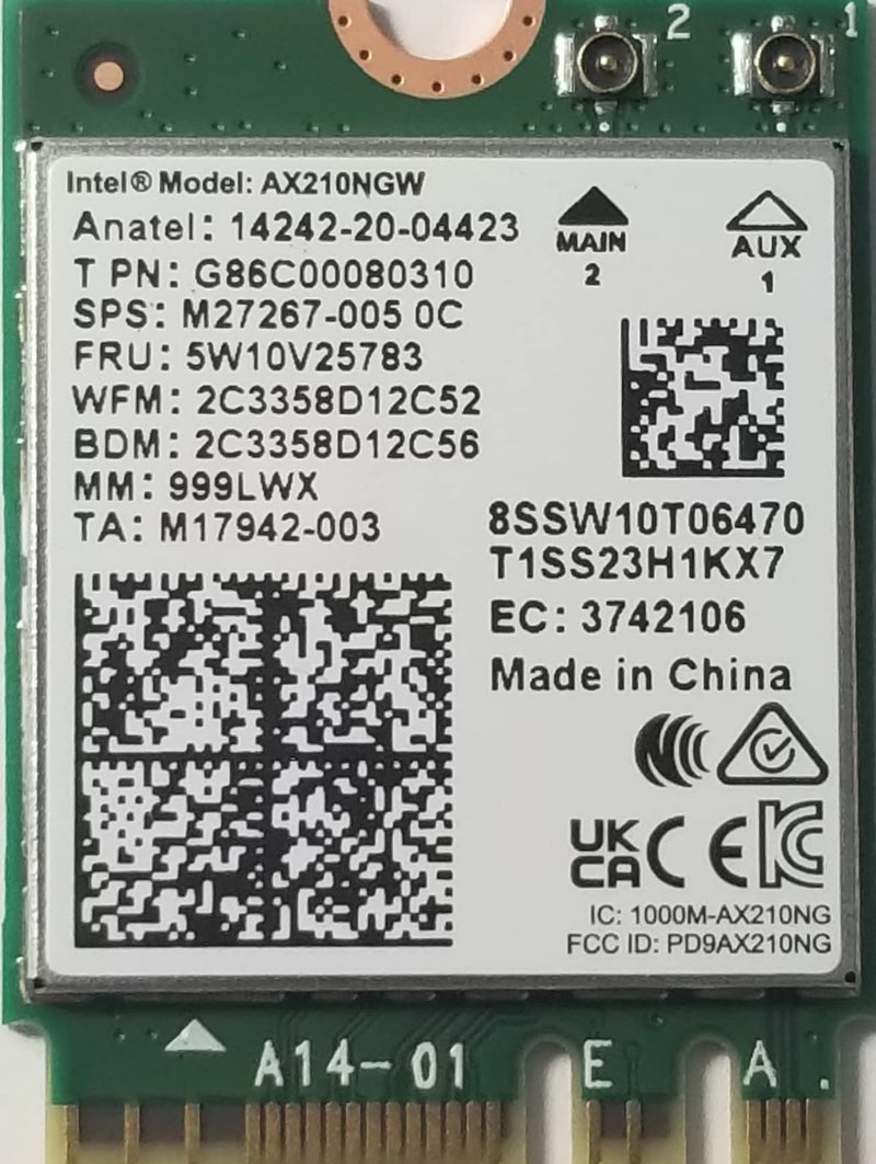 Intel Wi-Fi 6E AX210 - Network adapter - M.2 2230 - 802.11ax, Bluetooth 5.2