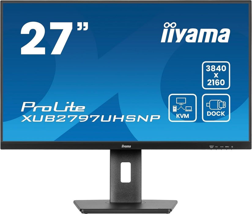 iiyama ProLite XUB2797UHSNP-B1 - LED monitor - 27" - 3840 x 2160 4K @ 60 Hz - IPS - 350 cd/m² - 1300:1 - 4 ms - HDMI, DisplayPort, USB-C - speakers -