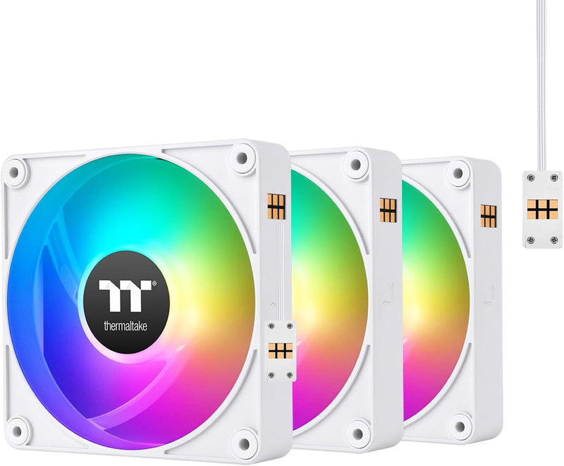 140mm Thermaltake CT140 EX Reverse ARGB Sync PC Cooling Fan White 3 Fan Pack
