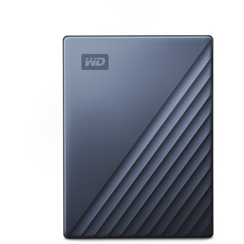 WD My Passport Ultra WDBFTM0050BBL - Hard drive - encrypted - 5 TB - external (portable) - USB 3.1 (USB-C connector) - 256-bit AES - blue