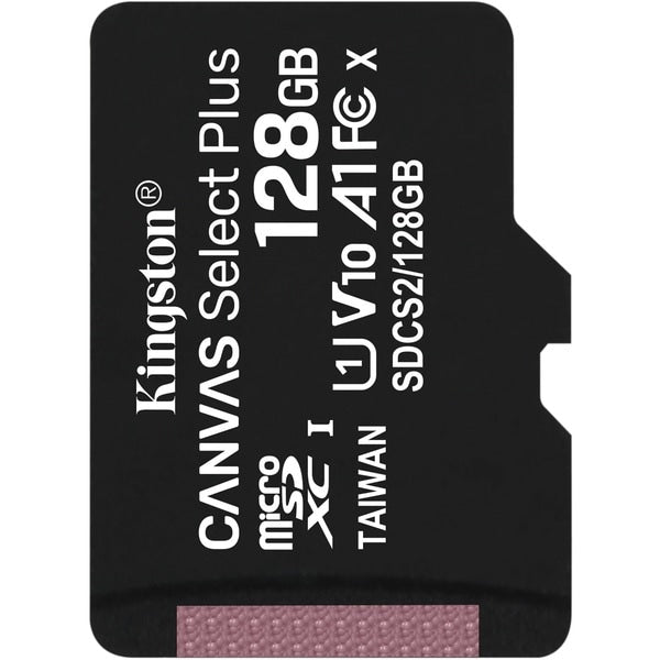 Kingston Canvas Select Plus - Flash memory card - 128 GB - A1 / Video Class V10 / UHS Class 1 / Class10 - microSDXC UHS-I