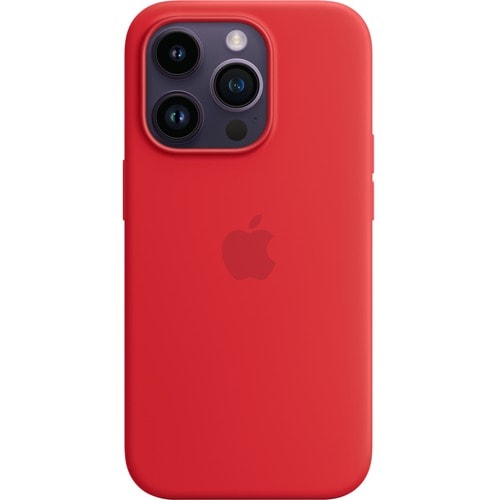 Apple Case für Apple iPhone 14 Pro Smartphone - Rot - Seidig weiche Haptik - Kratzfest Sturzfest - Silikon Mikrofaser