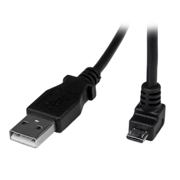 StarTech.com 2m Micro USB Cable - A to Down Angle Micro B - First End: 1 x 4-pin USB 2.0 Type A - Male - Second End: 1 x 5-pin Micro USB 2.0 Type B - Male - 480 Mbit/s - Shielding - 24/30 AWG - Black
