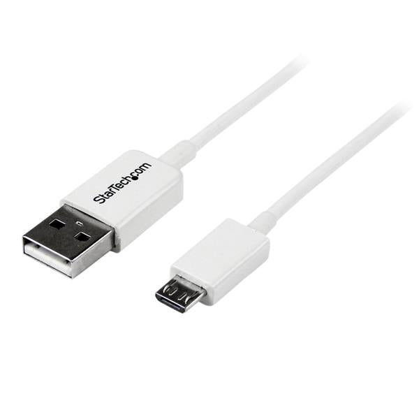 StarTech.com 3.3 ft. (1 m) USB to Micro USB Cable - USB 2.0 A to Micro B - White - Micro USB Cable (USBPAUB1MW) - USB cable - 1 m