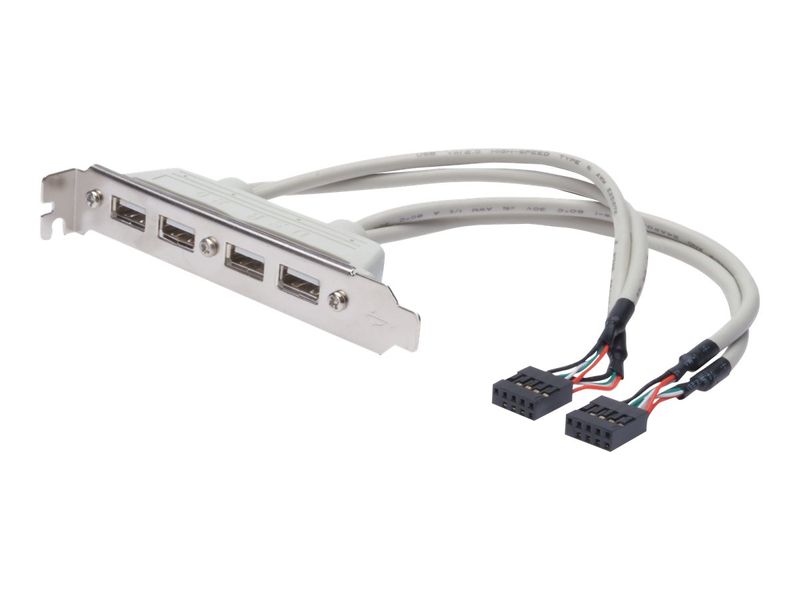 DIGITUS USB Slotblechkabel, 4x Typ A-2x10pin IDC Bu/Bu 0.25m
