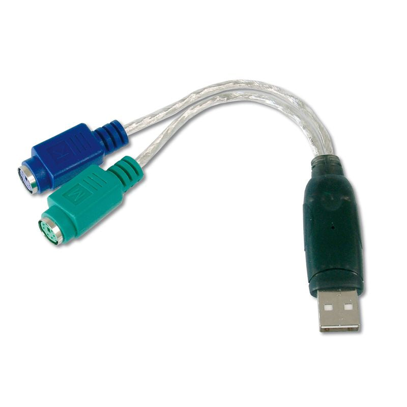 DIGITUS Adapterkabel USB1.1 -> 2xPS/2 St/Bu 2xMini-Din6/F