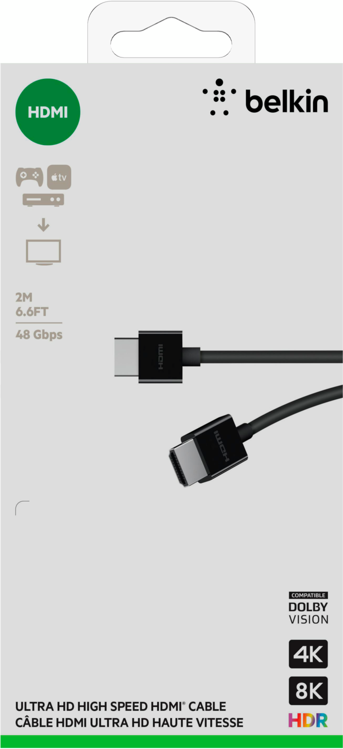 Câble HDMI Belkin 4K Ultra Haute Vitesse 2 m HDMI Type A (Standard) Noir