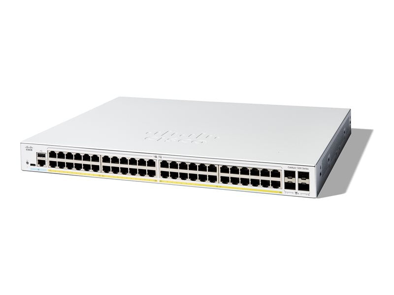 Cisco Catalyst 1200-48T-4G - Switch - L3 - smart - 48 x 10/100/1000Base-T + 4 x 1 Gigabit Ethernet SFP+ - rack-mountable
