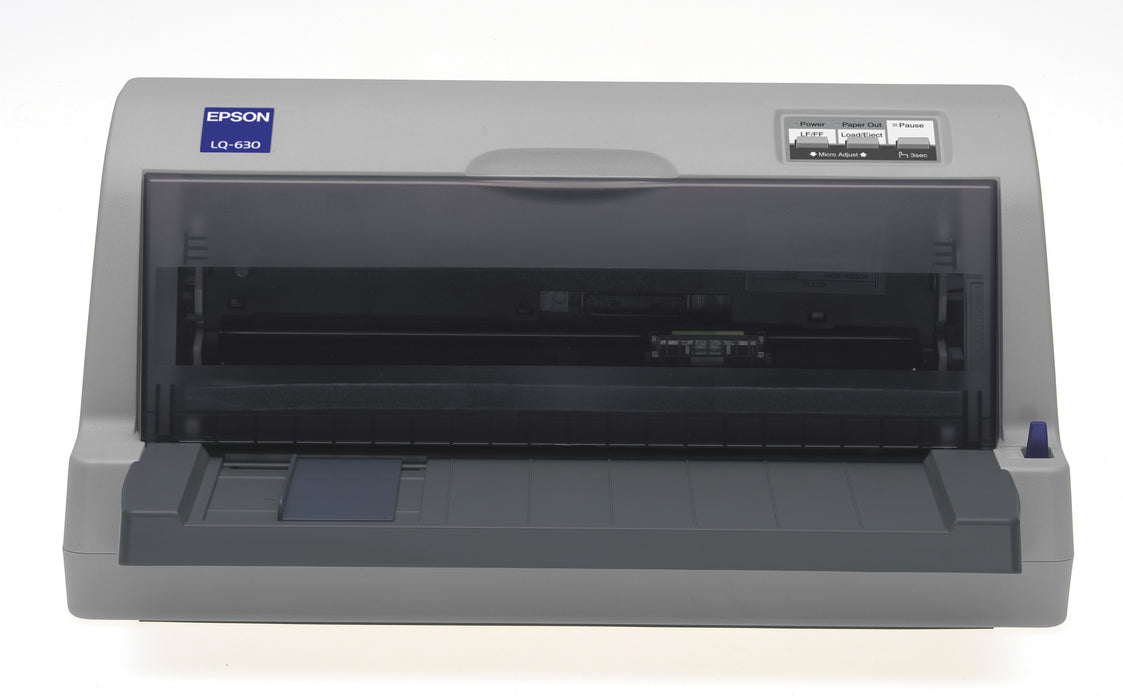 Epson LQ-630 Dot matrix flat-bed printer, 24 pins, 80 column, original + 4 copies, 300 cps HSD (10 cpi), Epson ESC/P2 - IBM PPDS emulation, 14 fonts,