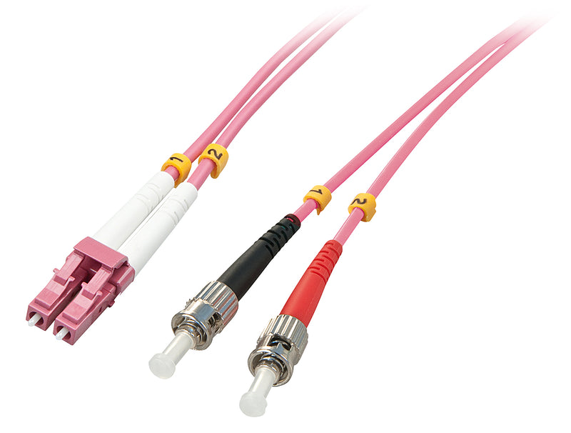 LWL LC/ST 2m OM4 Multimode (50/125µ) Duplex Halogenfrei mit Testprotokoll