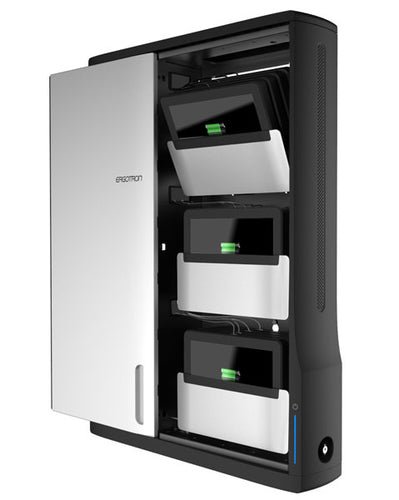 Ergotron Zip12 Charging Wall Cabinet - Cabinet unit for 12 netbooks/tablets - black, silver - screen size: up to 12" - wall-mountable