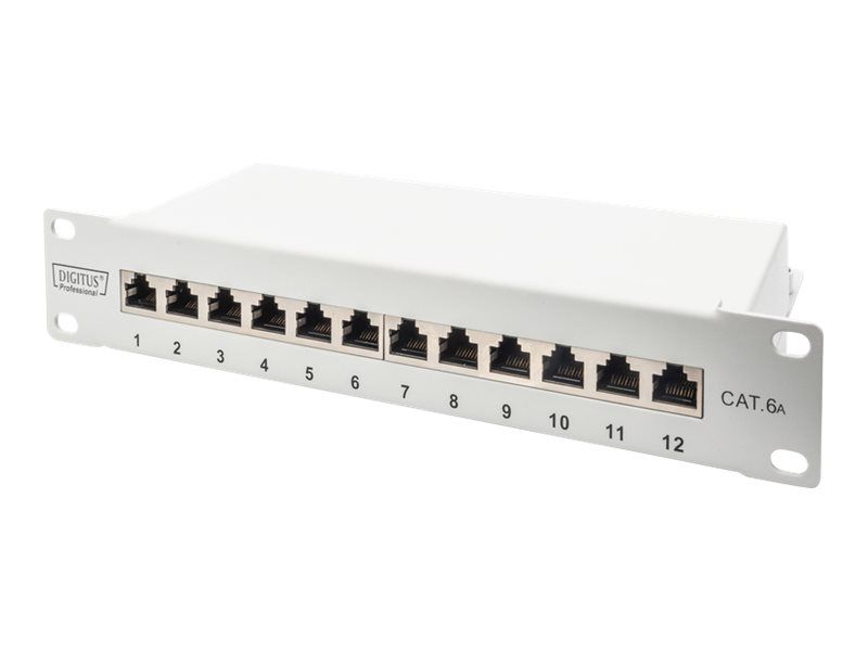 DIGITUS Cat.6A Patch Panel, geschirmt, 12-Port, 10, grau