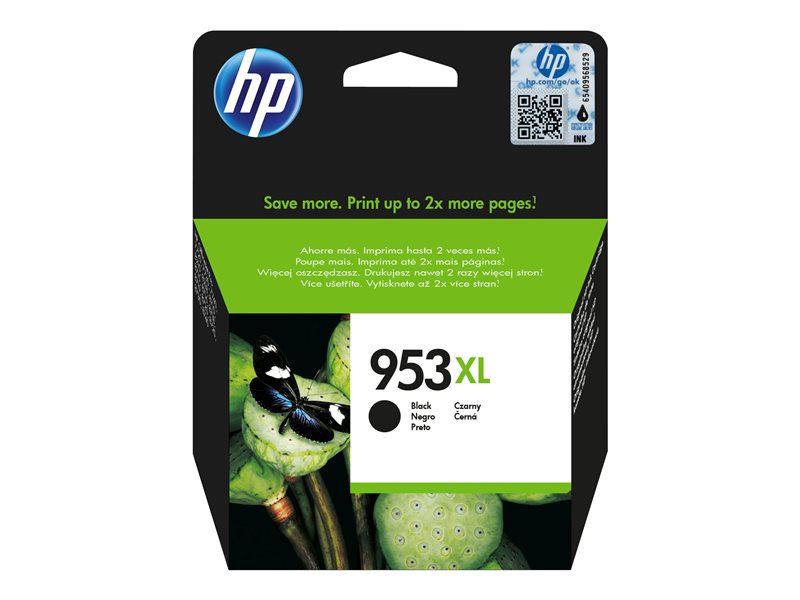HP 953XL - 42.5 ml - High Yield - black - original - hanging box - ink cartridge - for Officejet Pro 7720, 7730, 7740, 8210, 8216, 8218, 8710, 8720, 8