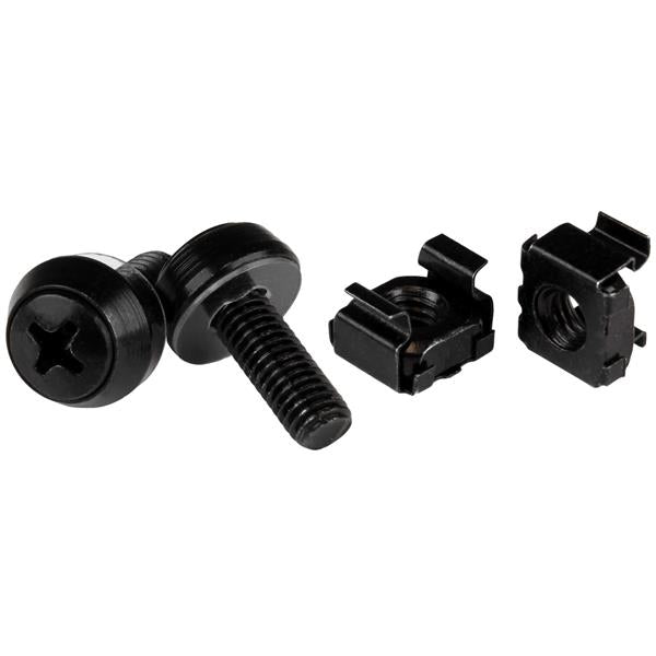 StarTech.com M6 Cage Nuts and Screws - 50 Pack - 12mm Rack Screws and Cage Nuts - Black (CABSCREWM6B) - Rack screws and nuts - black - for P/N: RACK-1