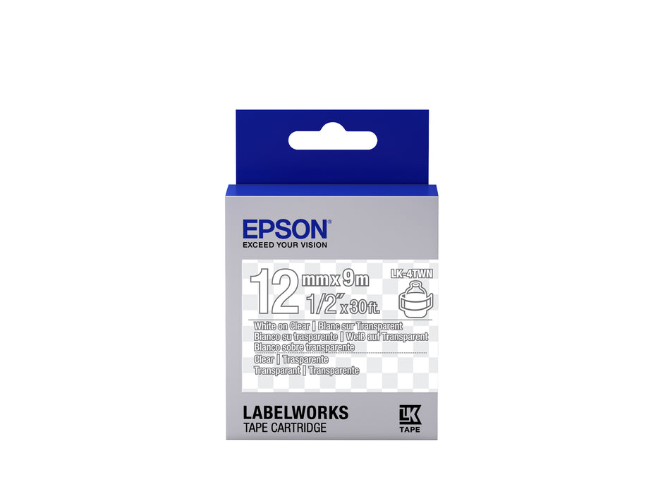 Epson LabelWorks LK-4TWN Label Tape - 12 mm Width - Thermal Transfer - Transparent
