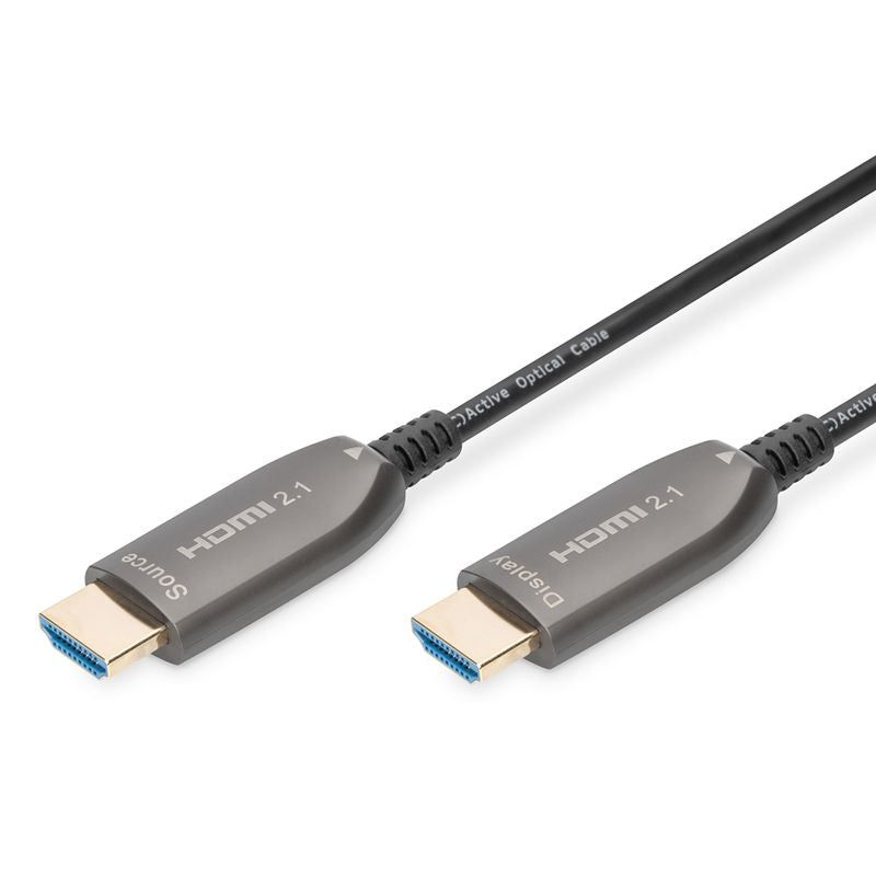 HDMI AOC hybrid-fiber connection cable, Type A M/M, 15m, UHD 8K@60Hz, gold, bl