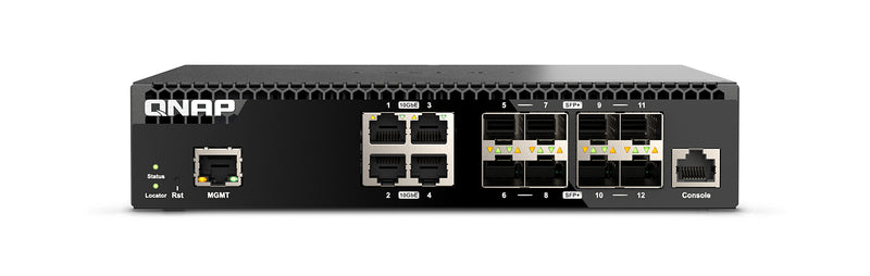 QSW-M3212R-8S4T Management Switch 12 port of 10GbE port speed 8 port SFP+ 4 port 10gbE RJ45 half-rackmount design