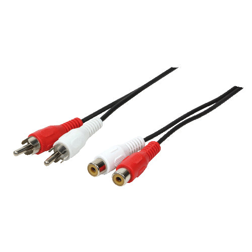 Logilink Audio cable, 2x RCA/M to 2x RCA/F, black, 5 m