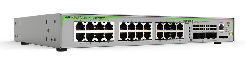 Allied Telesis CentreCOM AT-GS970M/28PS - Switch - L3 - Managed - 24 x 10/100/1000 (PoE+) + 4 x SFP (mini-GBIC) (uplink) - desktop - PoE+