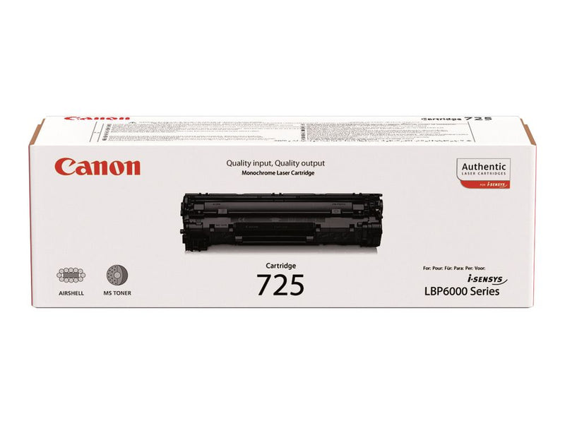 Canon 725 - 3484B002 - 1 x Black - Toner Cartridge - For iSENSYS LBP6000,LBP6000B,LBP6020,LBP6020B,LBP6030,LBP6030B,LBP6030w