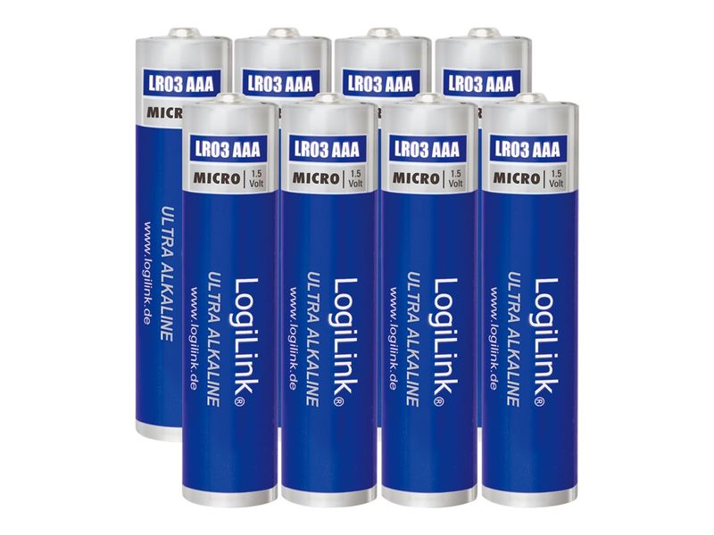 Battery, Ultra Power Alkaline AAA, 8pcs. shrink foil