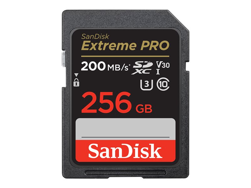 SanDisk Extreme PRO - Flash memory card - 256 GB - Video Class V30 / UHS-I U3 / Class10 - SDXC UHS-I