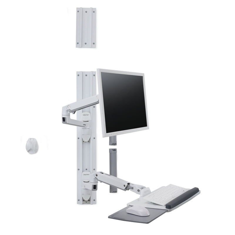 Ergotron LX Wall Mount System - Mounting kit (wall arm, mouse holder, keyboard arm, 2 cable channels, wrist rest, wall track 10", wall track 34") - Co
