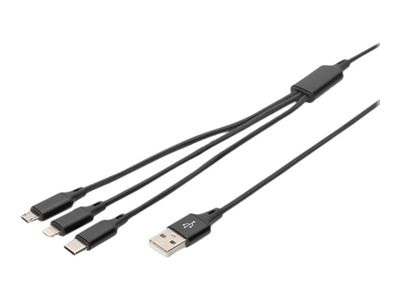 DIGITUS LAK 3in1 USBA+Lightning+MicroUSB->USBC 1m schwarz