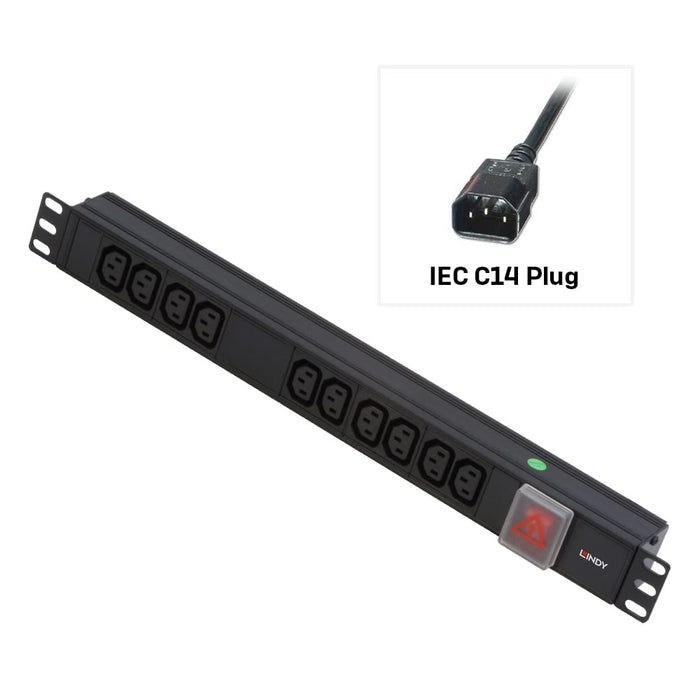 1U 10 WAY IEC PDU