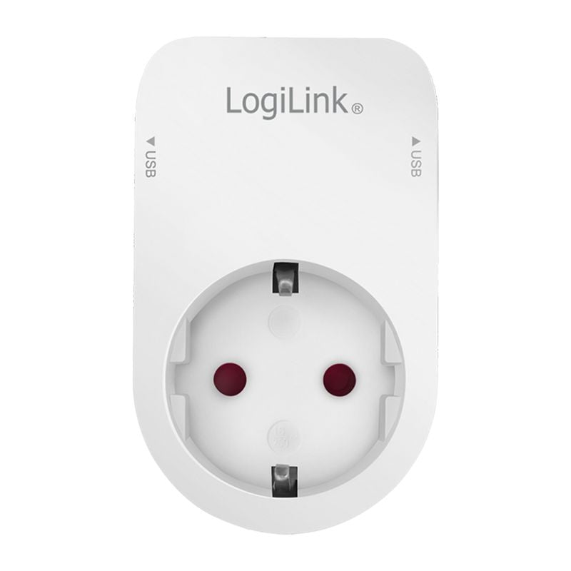 Logilink USB-A charger, 17 W, 2-port, 2x USB-A, 1x CEE 7/3, Charging Cradle, White