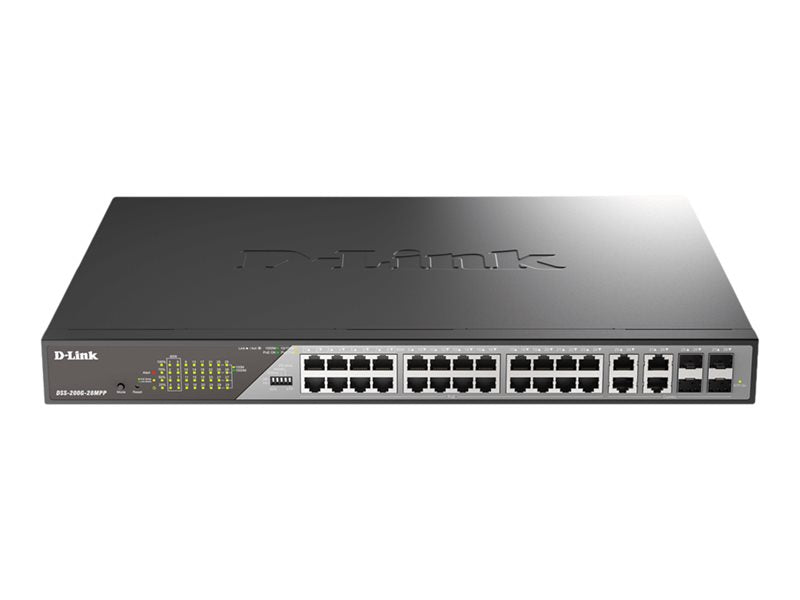 D-Link DSS 200G-28MPP - Switch - Managed - 24 x 10/100/1000 (PoE) + 4 x combo SFP - rack-mountable - PoE (518 W)