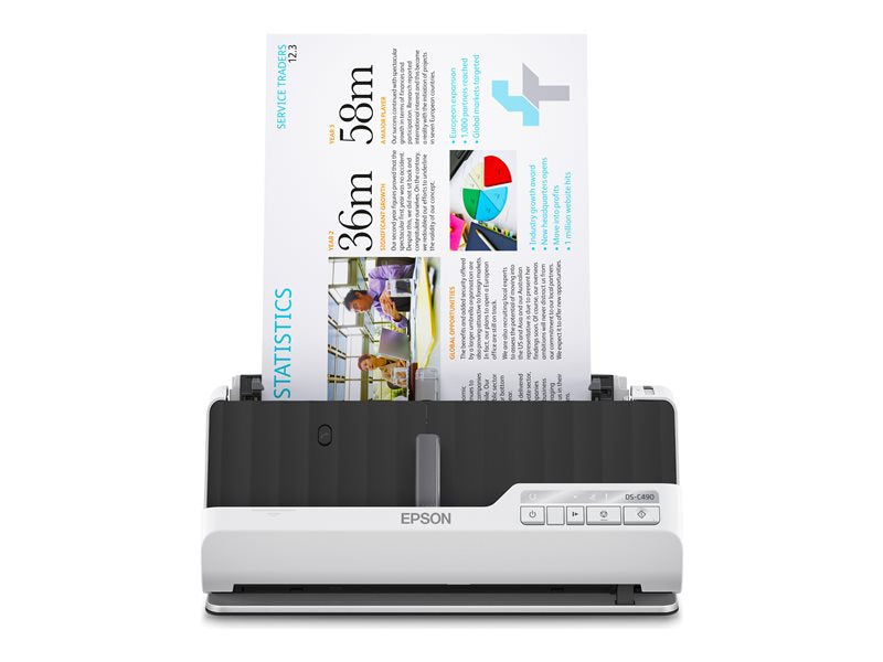 Epson DS-C490 - Sheetfed scanner - Duplex - A4/Legal - 600 dpi x 600 dpi - ADF (20 sheets) - up to 3500 scans per day - USB 2.0