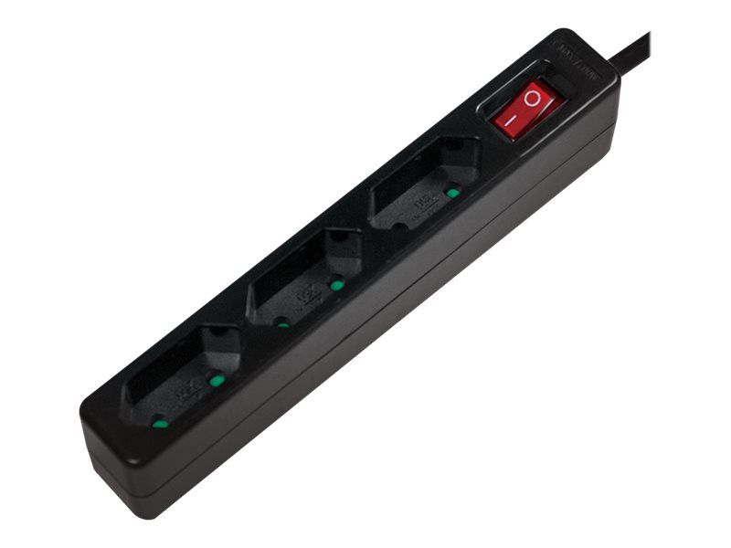 Logilink Outlet Strip, 3 euro sockets, w/ switch, black