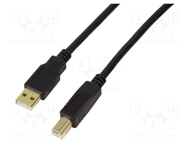 USB 2.0 cable, USB-A/M to USB-B/M, amplifier, black, 20 m