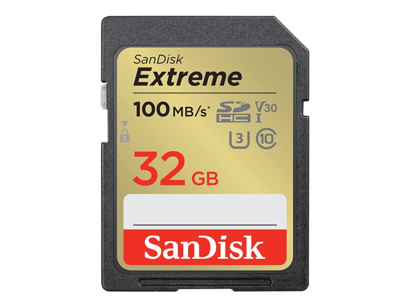 SanDisk Extreme - Flash memory card - 32 GB - Video Class V30 / UHS-I U3 / Class10 - SDHC UHS-I