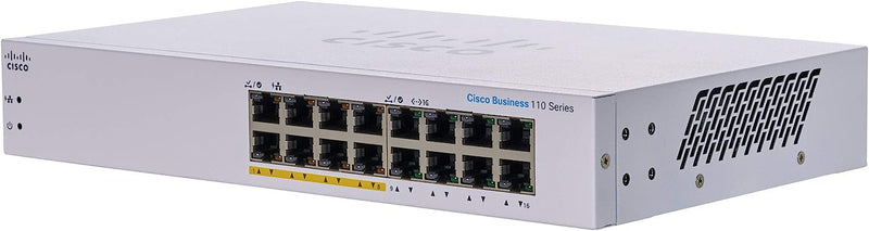 Cisco Business 110 Series 110-16PP - Switch - unmanaged - 8 x 10/100/1000 (PoE) + 8 x 10/100/1000 - rack-mountable, desktop, wall-mountable - PoE (64