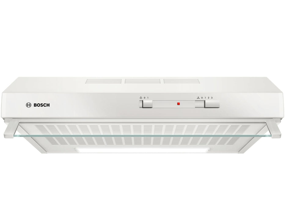 Bosch HausgerÃ¤te DUL62FA21 Series 2 Under-Unit Hood, 60 cm Wide, Recirculation & Exhaust Air, LED Lighting, Even Illumination, Slide Switch, 3 Power Levels, Fleece Filter, Black