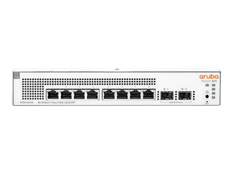 HPE Networking Instant On 1930 8G Class4 PoE 2SFP 124W Switch - Switch - L3 - Managed - 8 x 10/100/1000 (PoE) + 2 x Gigabit SFP - rack-mountable - PoE
