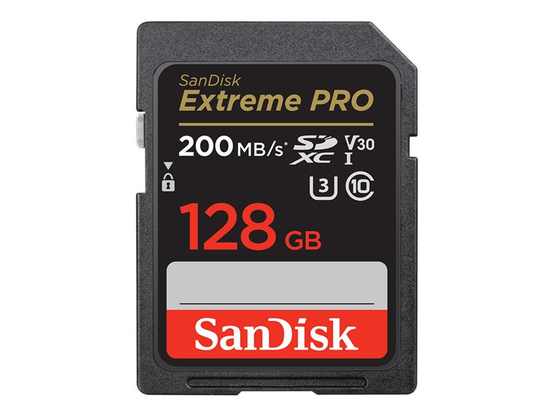 SanDisk Extreme PRO - Flash memory card - 128 GB - Video Class V30 / UHS-I U3 / Class10 - SDXC UHS-I