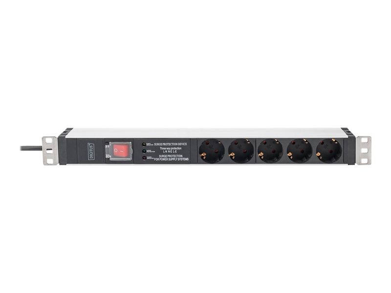 DIGITUS PDU 1HE 5x Schuko 16A Ausgänge 230V/16A schwarz