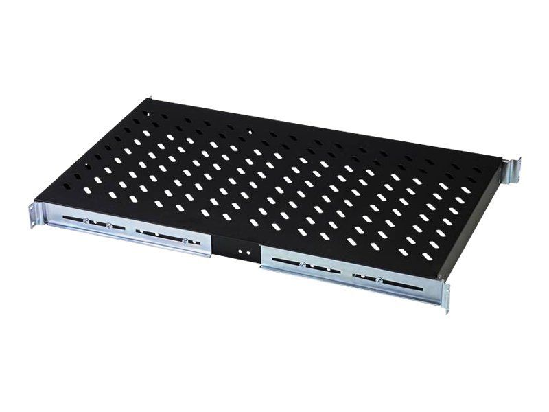 1U fixed shelf for racks from 1000 mm depth 44x483x737 mm, up to 100 kg, black (RAL 9005)