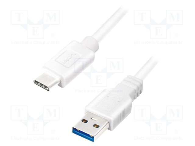 Logilink USB 3.2 Gen1 Type-C cable, C/M to A/M, 5 Gbps, 60W, white, 1 m
