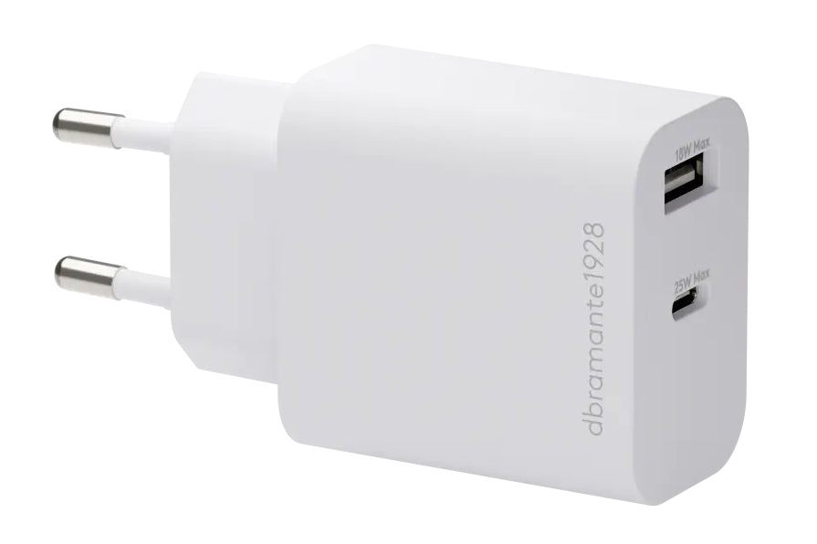 dbramante1928 re-charge - Power adapter - 25 Watt - 2 output connectors (USB-C, USB) - white